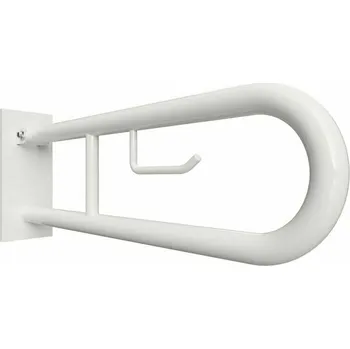Madlo do koupelny Úchyt sklopný ve tvaru U Bemeta Help s držákem TP 850 mm s krytkou bílá