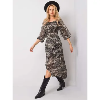 Dámské šaty Dress-TW-SK-BI-8029.41-black-beige Och Bella hnědá 1453285