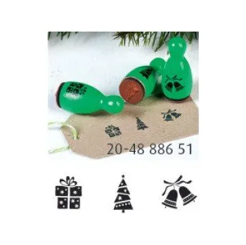 Vánoční dekorace Razítka dřevěné kuželky vánoce zelené, 3 ks