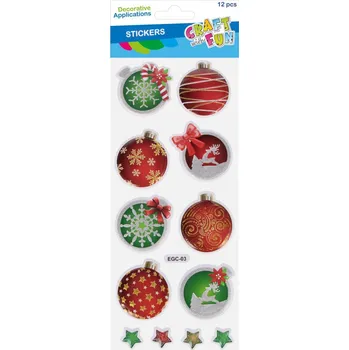 Vánoce Vánoční nálepky kuličky/hvězdy 12 KS. 521658