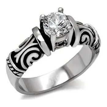 Prsten AL-0108-50 Ocelový prsten se zirkonem