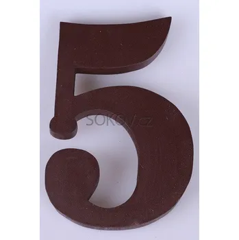 Dveřní kukátko Číslo domovní dřevo hnědé 5, výška 10 cm