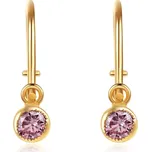 Diante Zlaté náušnice s růžovým kamenem 31503335