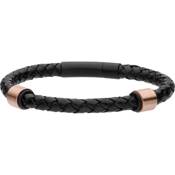 Náramek Manoki Pánský náramek Marc Gold z pravé kůže a chirurgické oceli BA878R Černá 21 cm