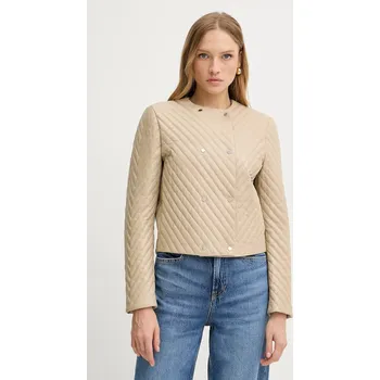 Kožená bunda BOSS Sandru 50541919 béžová 80X, vel. 34