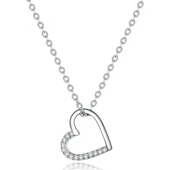 Náhrdelník GRACE Silver Jewellery Stříbrný náhrdelník se zirkony Elba - stříbro 925/1000, srdce NH-SCN347/9 Stříbrná 45 cm