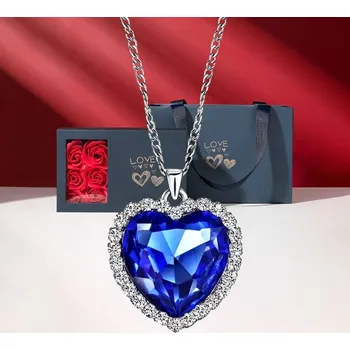 Náhrdelník Éternelle Dárkové Balení Náhrdelník Swarovski Elements Titanic - srdíčko DK-015/45+5 Modrá 45 cm + 5 cm (prodloužení)