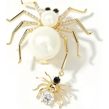 Brož Éternelle Brož s perlou Emma - pavouček pro štěstí B7033-MM-BR-8087B Zlatá