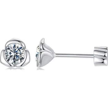 Náušnice GRACE Silver Jewellery Stříbrné náušnice s 0,3 ct Moissanitem + CERTIFIKÁT E-MSE071/257 Stříbrná certifikát GRA, hadřík na čištění stříbra, dárková krabička