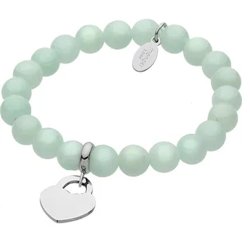 Náramek Manoki Náramek Miranda chirurgická ocel a přírodní mátový Jadeit - srdíčko BA278SZ 19 cm Mátová