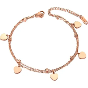 Náramek Victoria Filippi Stainless Steel Dvojitý ocelový náramek Leanne - chirurgická ocel, srdce NRA21004/71 Zlatá 20 cm + 3 cm (prodloužení)