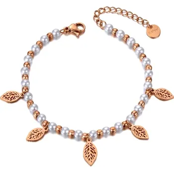 Náramek Victoria Filippi Stainless Steel Perlový náramek Dora Gold - chirurgická ocel, perla NRB20091-1/40 Zlatá 16 cm + 4 cm (prodloužení)