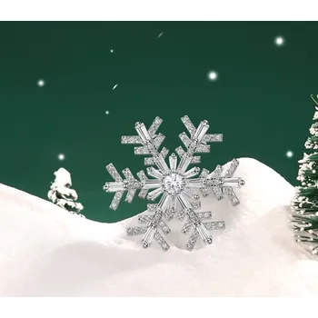 Brož Éternelle Vánoční brož se zirkony Sněhová vločka B2380-LXT0471 Stříbrná