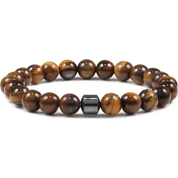Náramek Daniel Dawson Náramek Vittorio - 8 mm tygří oko, hematit NR2238/21 Hnědá 21 cm