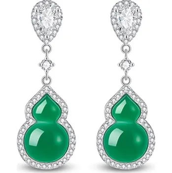 Náušnice JAY Luxusní náušnice Yu - symbol malé tykve, stříbrné zapínání JAY-9191 Zelená