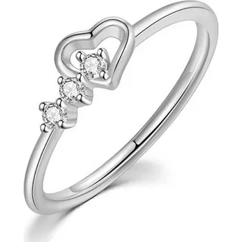 Prsten Victoria Filippi Prsten s třemi zirkony a srdíčkem Macio P-R230/54 Stříbrná 54 (17 mm)