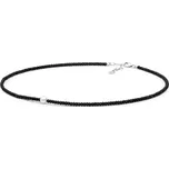 Gaura Pearls Stříbrný náhrdelník s perlou Paola - stříbro 925/1000, černý spinel 222-58 Černá 37 cm + 3 cm (prodloužení)
