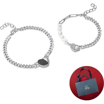 Náramek JAY Dárkové balení Párový set náramků Věčná Láska JAY-9123-LPH38-ZS21561 Stříbrná