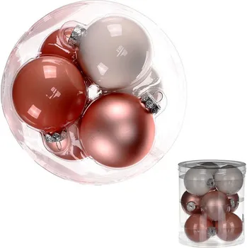 Vánoční dekorace Ozdoby skleněné, meruňkovo-bílé barvy, pr. 7cm