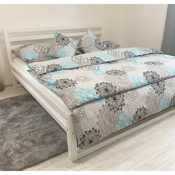 Povlečení Krepové povlečení šedé-modré květy rozměr povlečení cm: 140x200, 70x90