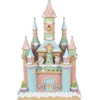 Růžový perníkový domeček ve tvaru hradu – 27x18x42 cm + doprava zdarma