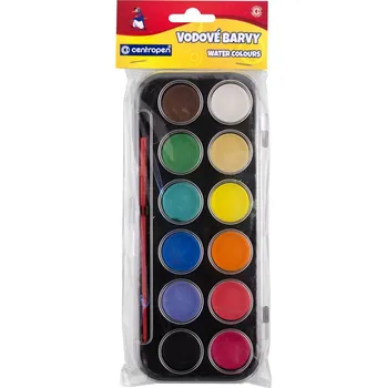 Výtvarná barva Vodové barvy 30 mm 12 odstínů +štetec