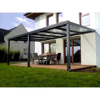Pergola Sestava pro montáž hliníkové pergoly antracit 7016 PC 16 BOX 3 WALL čirá 6×4 m