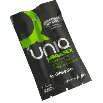 Kondom UNIQ Megasex Latex Free Sensitive Condoms 3 ks