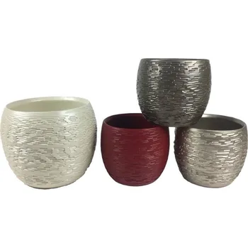 Květináč Obal keramický pr. 13cm STRUKTUR barva mix