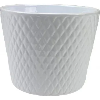 Květináč Obal keramický Harlekin pr. 14 cm bílý gl.