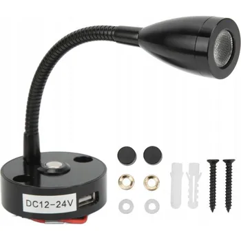 Čtecí lampička Flexibilní čtecí LED lampa černá, stmívatelná, 12-24V, 3W, teplá bílá V345Q