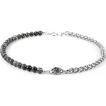 Daniel Dawson Pánský náhrdelník Leone - labradorit, chirurgická ocel, lev NH1288-0301/50 Šedá 50 cm