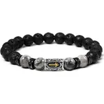 Daniel Dawson Pánský korálkový náramek Balder Gold - šedý jaspis, lávový kámen, runa NR2036/25 25 cm Náhodná