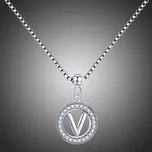 GRACE Silver Jewellery Stříbrný řetízek s přívěskem ve tvaru písmena V - stříbro 925/1000 NH-28-BSP001/V Stříbrná 45 cm V