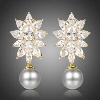 Náušnice Victoria Filippi Náušnice Swarovski Elements Sasha - perla E0422 Bílá/čirá