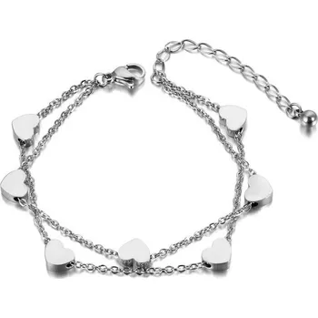 Náramek Victoria Filippi Stainless Steel Ocelový dvojitý náramek Caitlin - srdce NRB19018-2/12 Stříbrná 15 cm + 4 cm (prodloužení)
