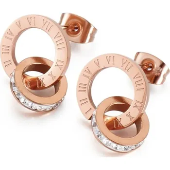 Náušnice Victoria Filippi Stainless Steel Ocelové náušnice Sabrina Gold - chirugická ocel, římské číslice E-ZE17014-1/52 Zlatá