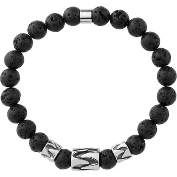 Náramek Manoki Korálkový náramek Pietro - 8 mm lávový kámen X-BA863B/21 Černá 21 cm