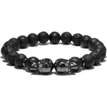 Daniel Dawson Pánský korálkový náramek Royal Skull 2 - lávový kámen, zirkon NR2001-23 Černá 23 cm