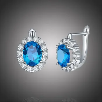 Náušnice Sisi Jewelry Náušnice Swarovski Elements Fiona Topaz E1321-KSE0063 (7) Modrá