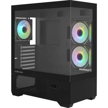 ZALMAN Chronix černá Skříň, Middle tower, bez zdroje, ATX, 3× 120mm ARGB ventilátor, 2× USB, 1× USB-C, průhledná bočnice a přední panel, černá Chronix Black