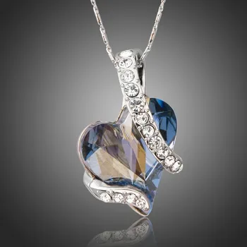 Náhrdelník Francesca Petrucci Náhrdelník Swarovski Elements Nervi - srdíčko NH0195-11140206261401 Světle modrá 41 cm + 5 cm (prodloužení)