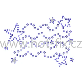 SZ004-11 - znamení zvěrokruhu Vodnář (21. 1.-20. 2.), nažehlovací hot-fix kamínkový potisk na textil, rozměry cca 9,3x7,1cm barva: kameny barva 201 AB Crystal /stříbrná s duhovým efektem + stříbrné kovové hvězdy