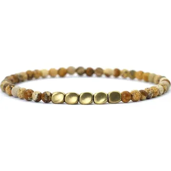 Náramek Daniel Dawson Korálkový náramek Diego 4 mm Fossil Stone NR2215 Hnědá 19,5 cm