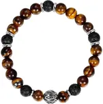 Daniel Dawson Pánský korálkový náramek Norbert - lávový kámen a tygří oko NR2260/22 Hnědá 22 cm