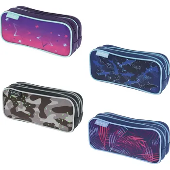 Penál Pouzdro dvojité prázdné - Šedo-černé