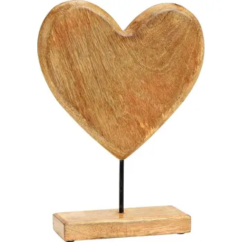 Stojan ve tvaru srdce z mangového dřeva, přírodní 24x33x7cm