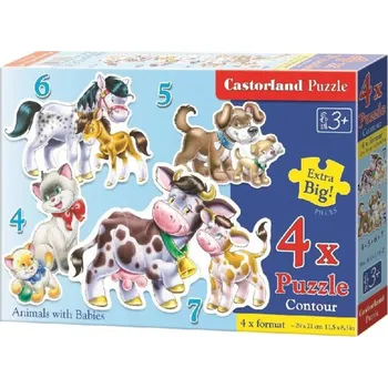 Puzzle Puzzle Castorland 4v1 (4,5,6,7 dílků) Zvířátka a jejich mláďátka