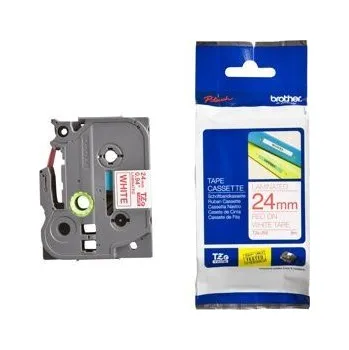 Pásek do tiskárny Brother TZ-252 / TZe-252, 24mm x 8m, červený tisk/bílý podklad