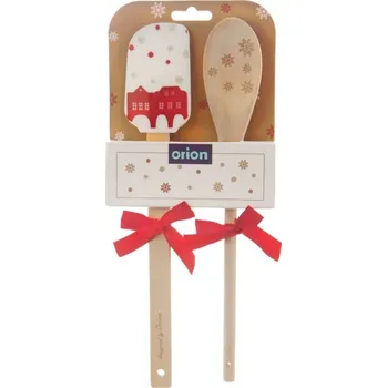 Kuchyňská stěrka ORION Stěrka kuch. sil./dřevo+vařečka DOMKY zlatá